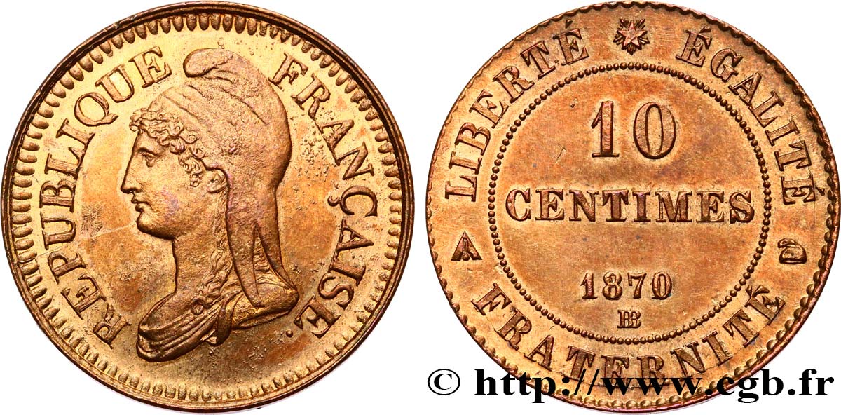Essai de 10 centimes d’après Dupré 1870 Strasbourg GEM.23 8 SUP+ 