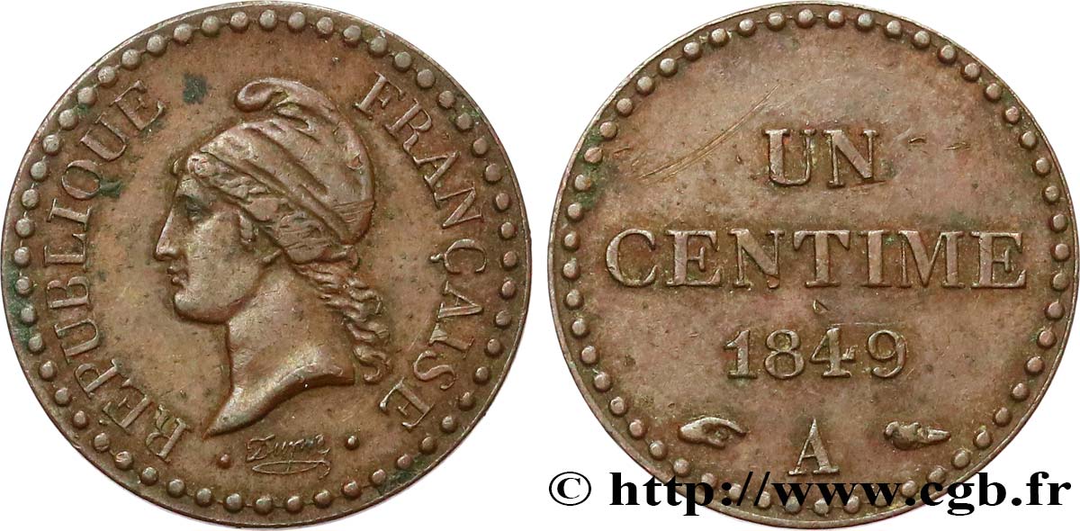 Un centime Dupré, IIe République 1849 Paris F.101/2 BB