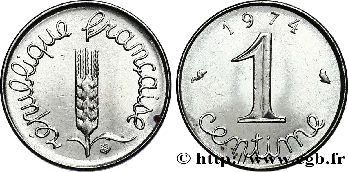1 centime Épi, avec rebord 1974 Pessac F.106/26 AU