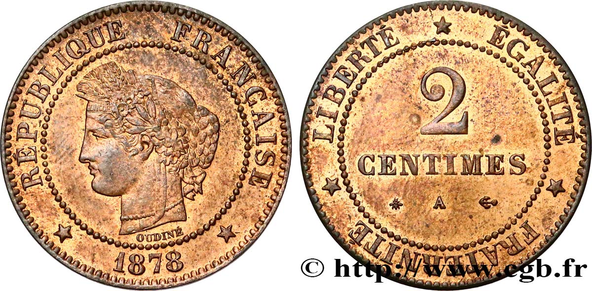2 centimes Cérès 1878 Paris F.109/3 SPL60