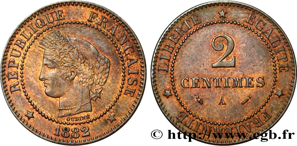2 centimes Cérès 1882 Paris F.109/7 SPL55