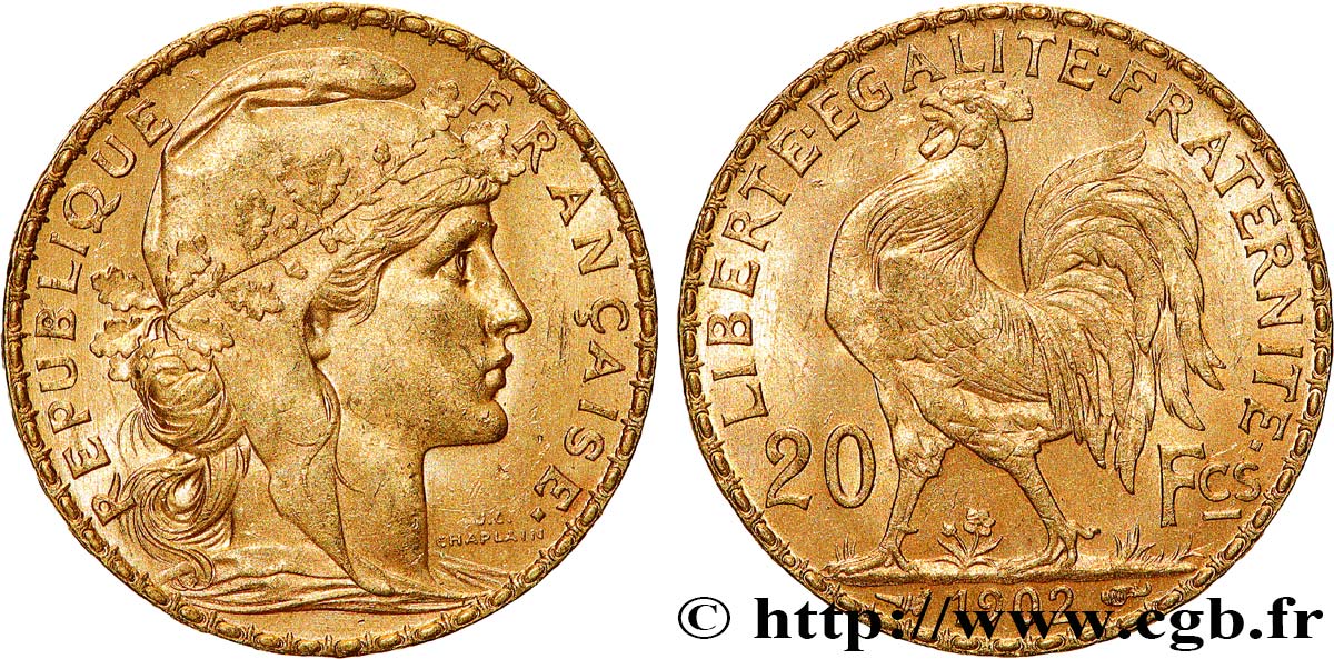 20 francs or Coq, Dieu protège la France 1902 Paris F.534/7 VZ