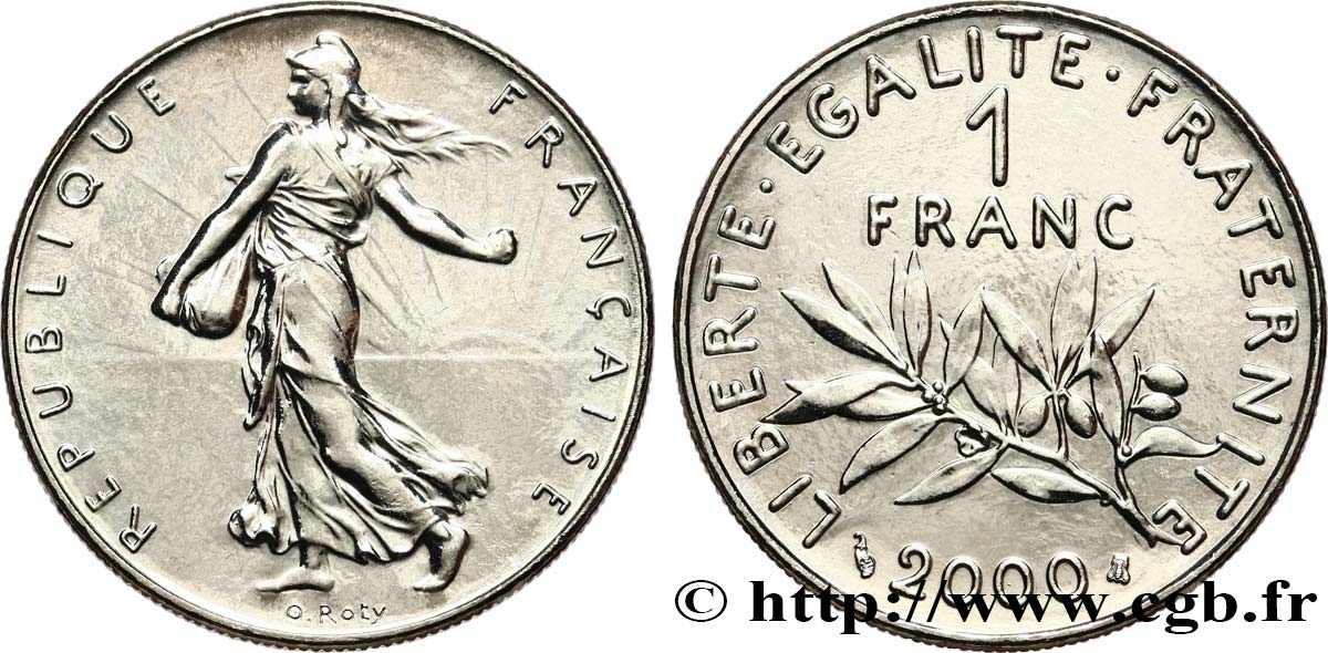 1 franc Semeuse, nickel, BU (Brillant Universel) 2000 Pessac F.226/48 MS65