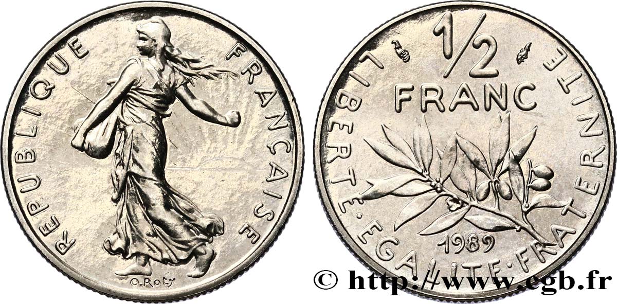 1/2 franc Semeuse, Brillant Universel 1989 Pessac F.198/28 SPL64