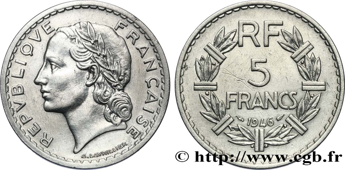 5 francs Lavrillier en aluminium 1946 Castelsarrasin F.339/8 TTB+