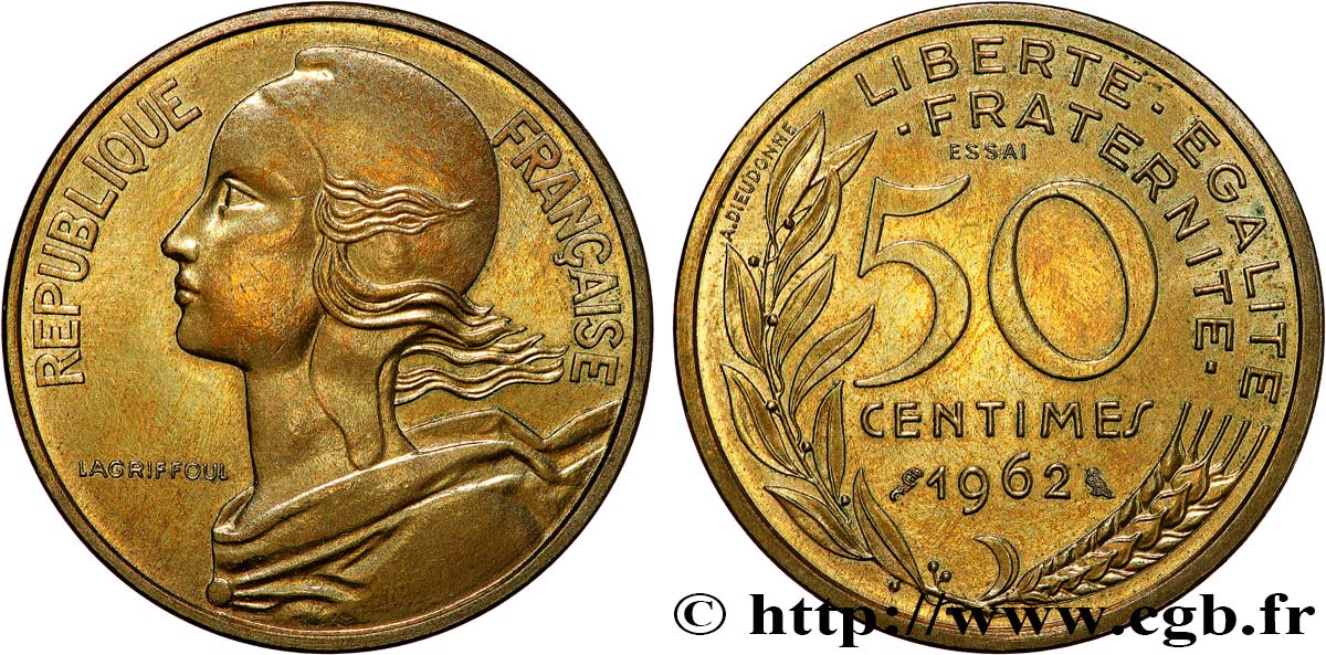 Essai de 50 centimes Marianne 1962 Paris F.197/1 SUP+