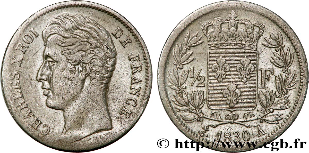 1/2 franc Charles X 1830 Paris F.180/50 BB 