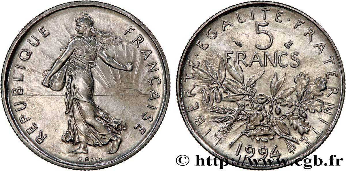 5 francs Semeuse, nickel 1994 Pessac F.341/30 MS63