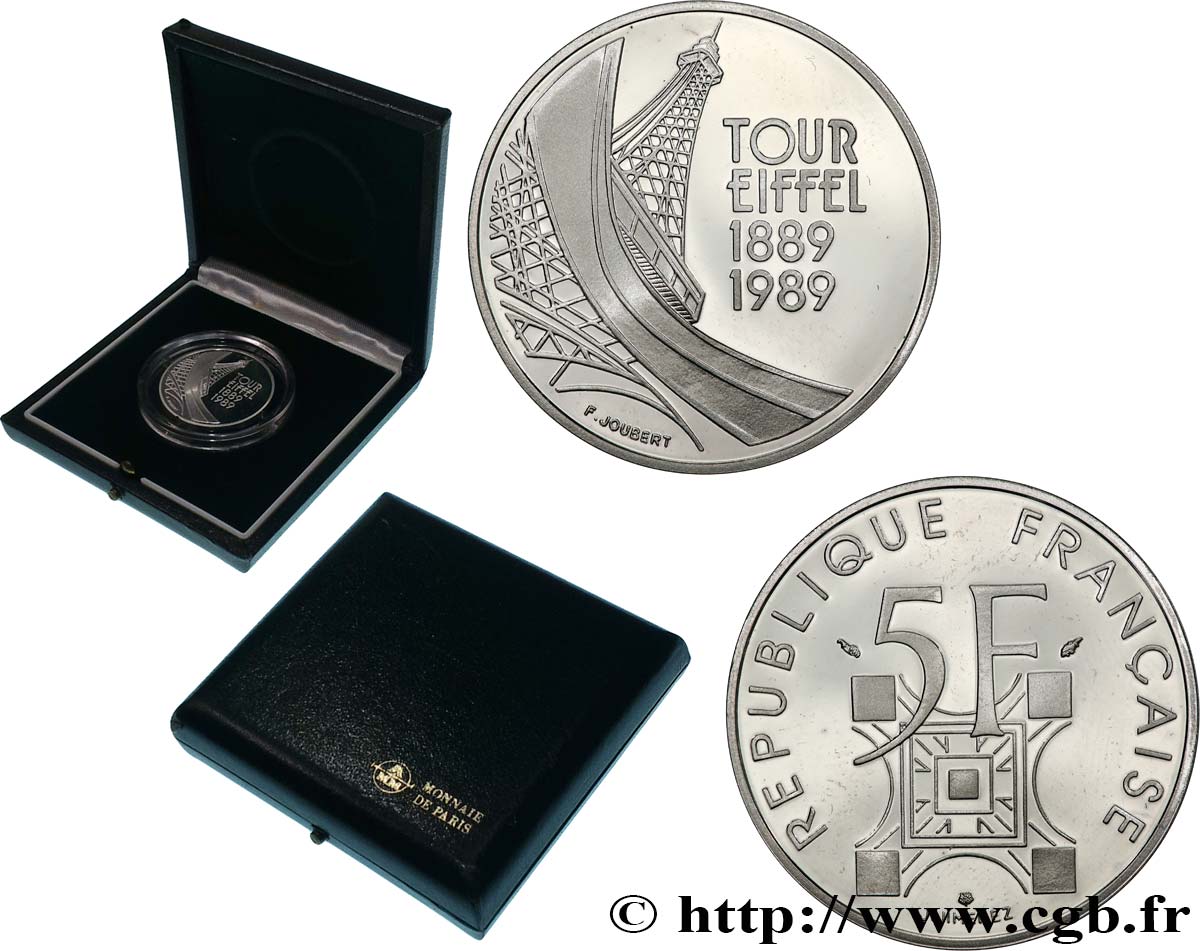 Belle Épreuve 5 francs Tour Eiffel 1989 Paris F.342/2 var. AU+