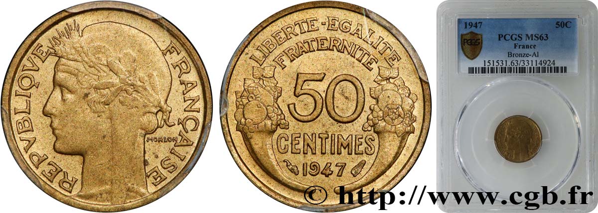 50 centimes Morlon  1947  F.192/19 fST63 PCGS
