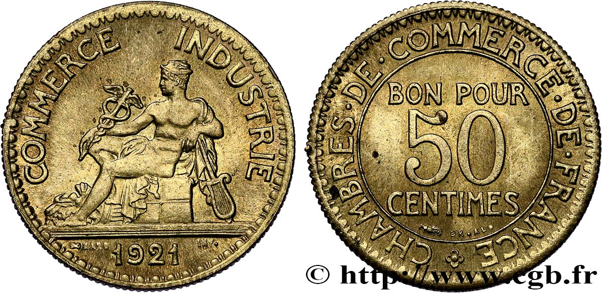 50 centimes Chambres de Commerce 1921 Paris F.191/3 VZ62
