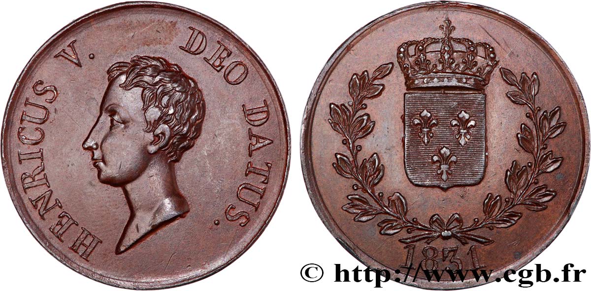 Module de 5 francs en étain bronzé 1831 Lyon VG.cf. 2689 (étain br) VZ60 
