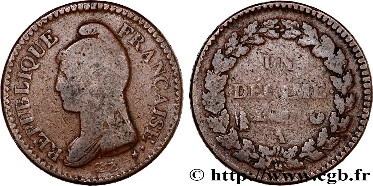 Un décime Dupré, grand module 1799 Paris F.129/21 B10