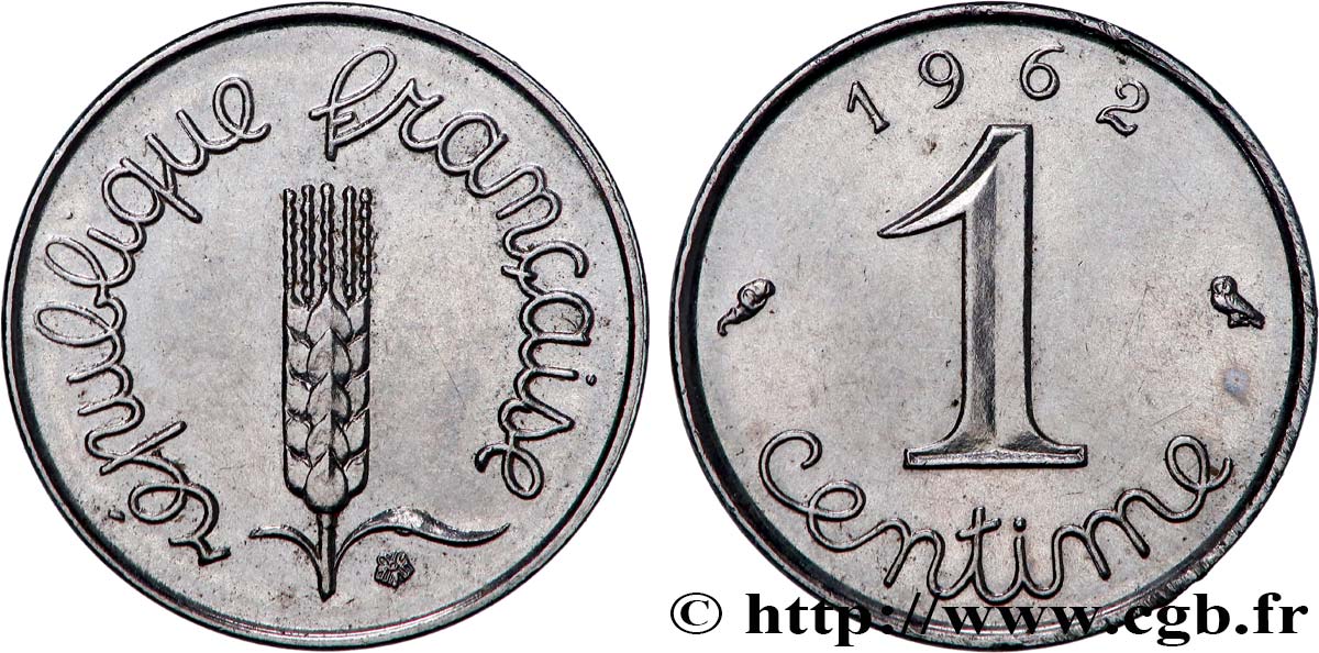 1 centime Épi, avec rebord 1962 Paris F.106/5 MBC+