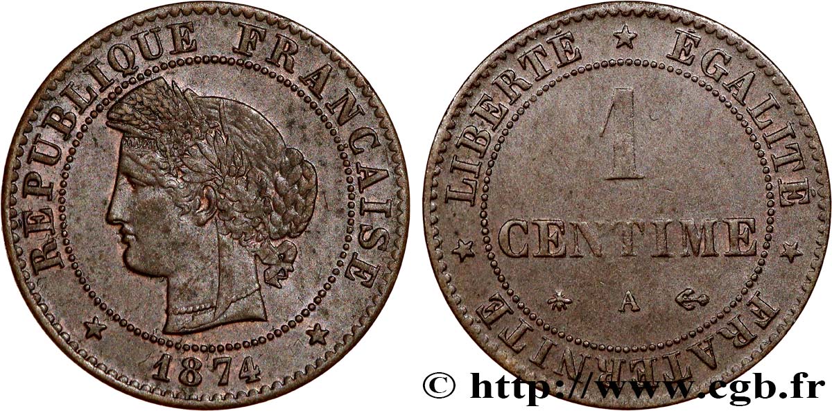 1 centime Cérès 1874 Paris F.104/3 TTB50
