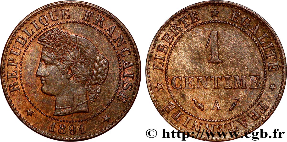 1 centime Cérès 1891 Paris F.104/18 MS62
