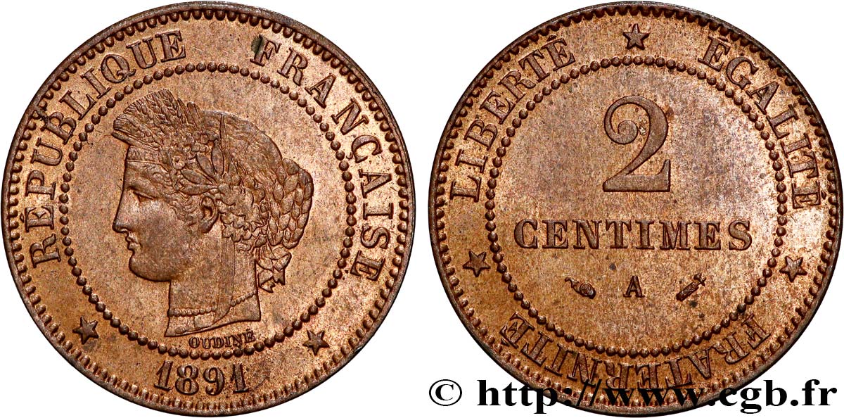 2 centimes Cérès 1891 Paris F.109/17 SC64