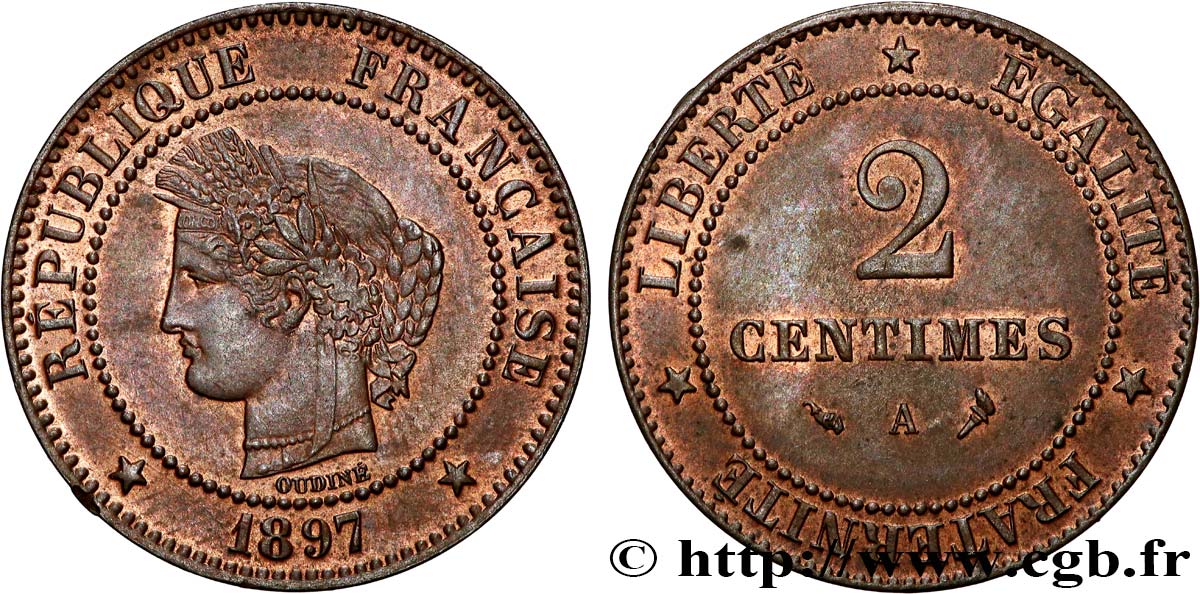 2 centimes Cérès 1897 Paris F.109/23 MS63