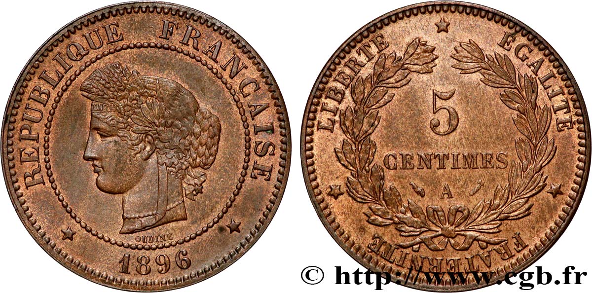 5 centimes Cérès 1896 Paris F.118/37 MS62