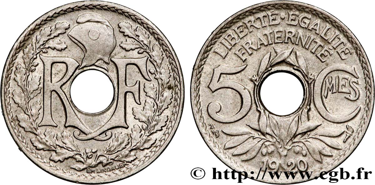5 centimes Lindauer, grand module 1920 F.121/4 MS60