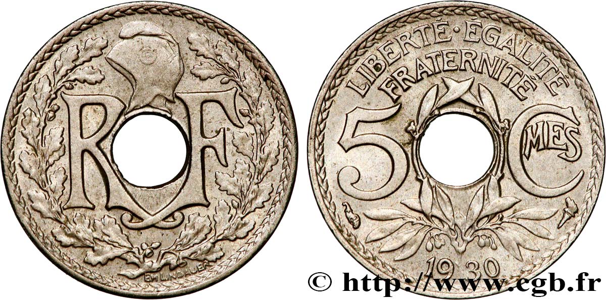 5 centimes Lindauer, petit module 1930 Paris F.122/13 SUP60