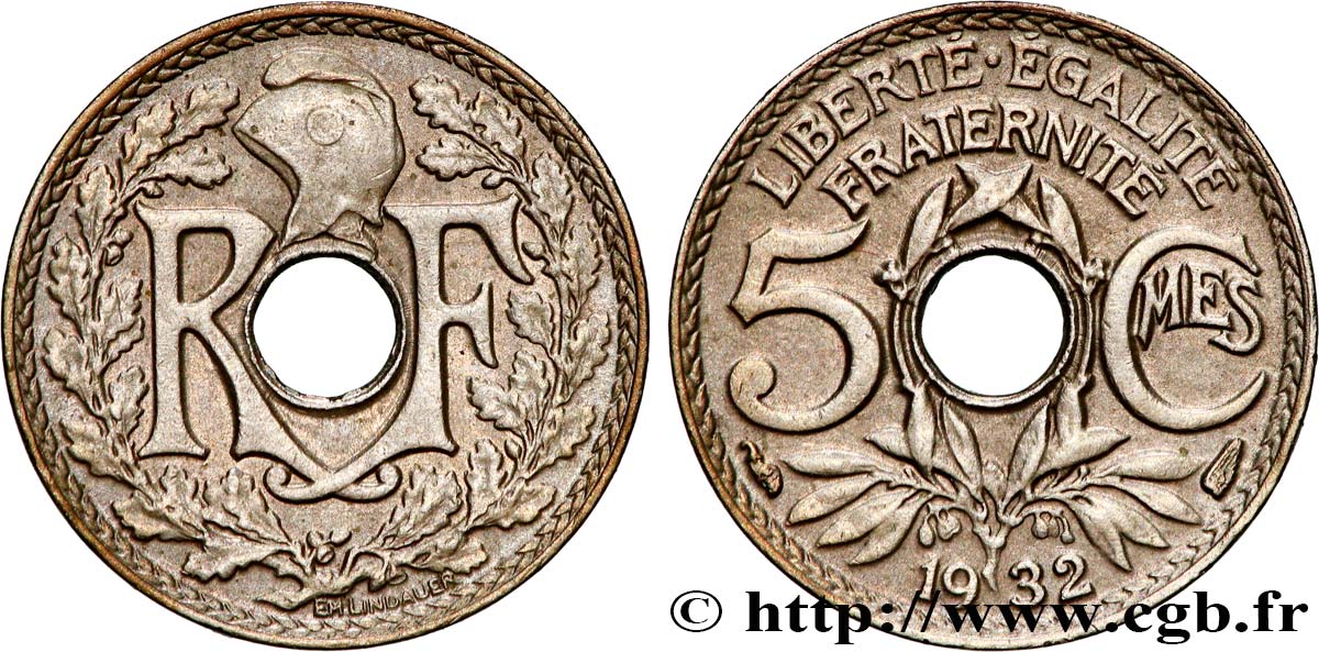 5 centimes Lindauer, petit module 1932 Paris F.122/15 EBC58