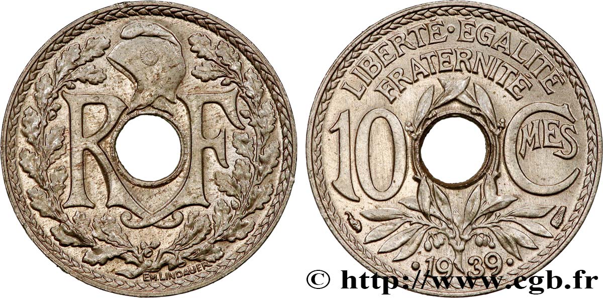 10 centimes Lindauer, maillechort 1939 F.139/3 SC63