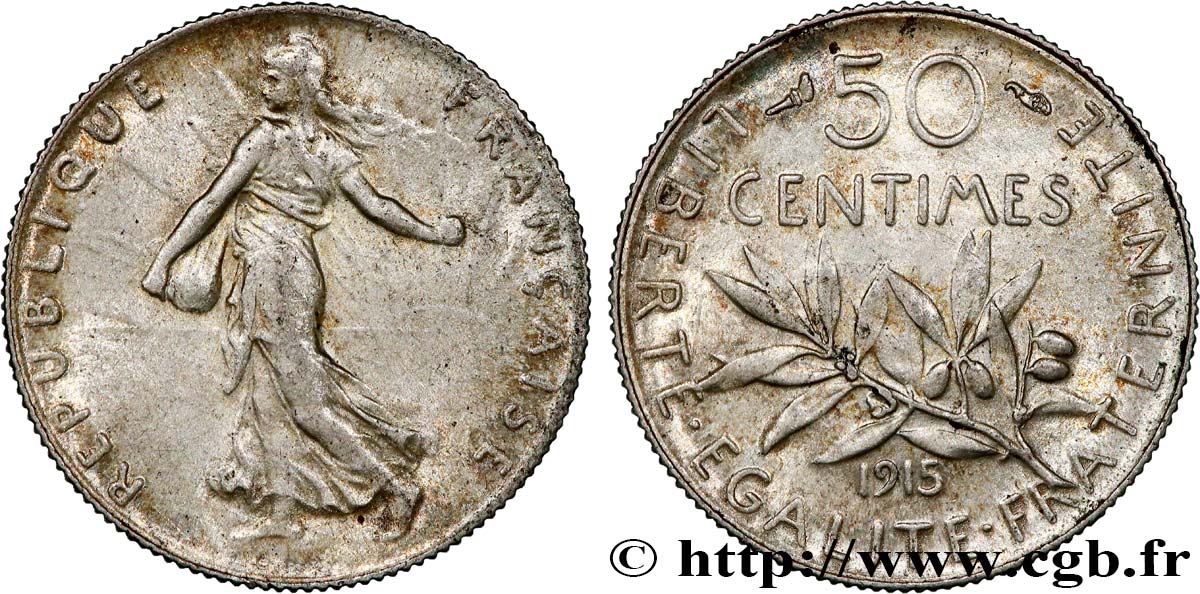 50 centimes Semeuse 1915 Paris F.190/22 EBC
