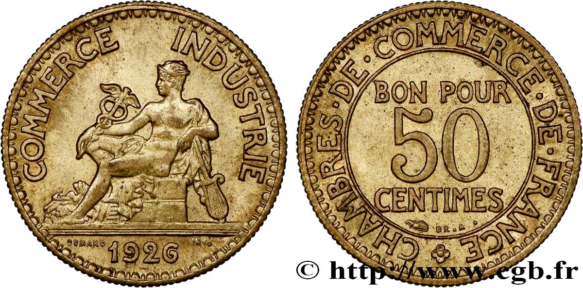 50 centimes Chambres de Commerce 1926 Paris F.191/8 EBC62