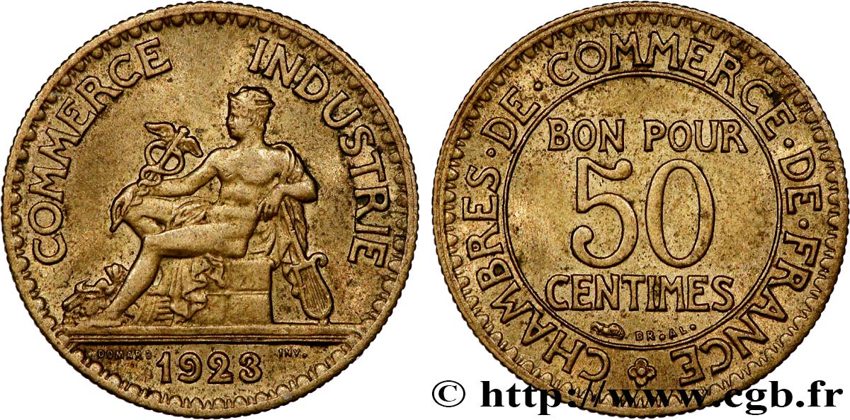 50 centimes Chambres de Commerce 1923 Paris F.191/5 SUP55