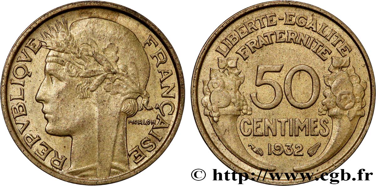 50 centimes Morlon, avec raisin, 9 et 2 ouverts 1932 F.192/7 MS60