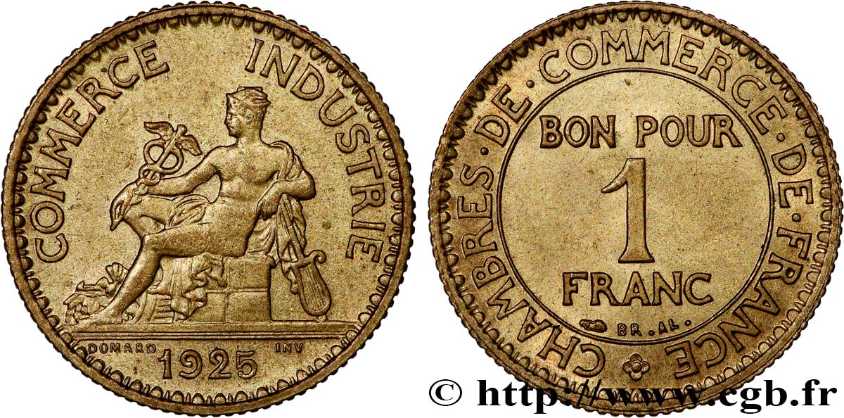 1 franc Chambres de Commerce 1925 Paris F.218/7 MS60