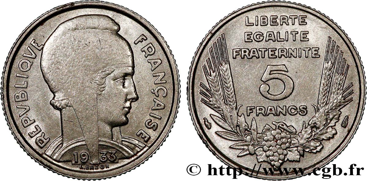 5 francs Bazor 1933 F.335/3 AU