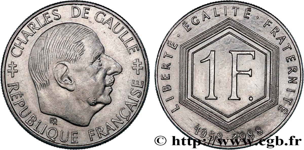1 franc De Gaulle, sans différents 1988 F.227/3 AU