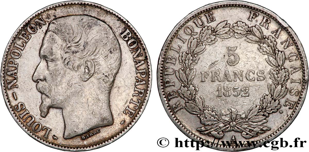 5 francs Louis-Napoléon, 1er type 1852 Paris F.329/1 S