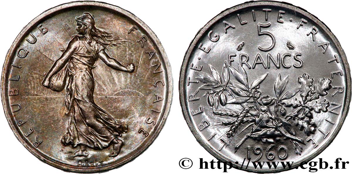 5 francs Semeuse, argent 1960 Paris F.340/4 SC63