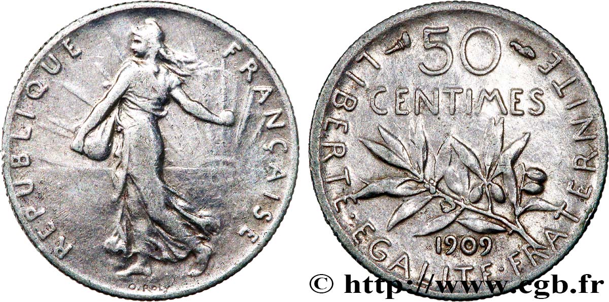 50 centimes Semeuse 1909 F.190/16 VF