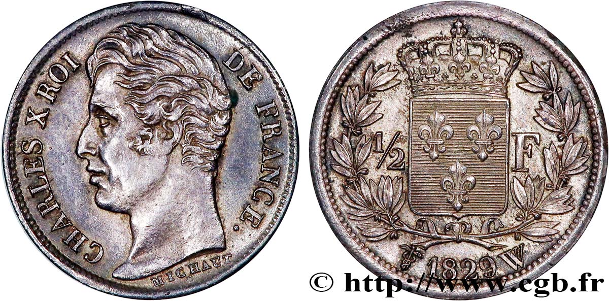 1/2 franc Charles X 1829 Lille F.180/49 VZ+ 