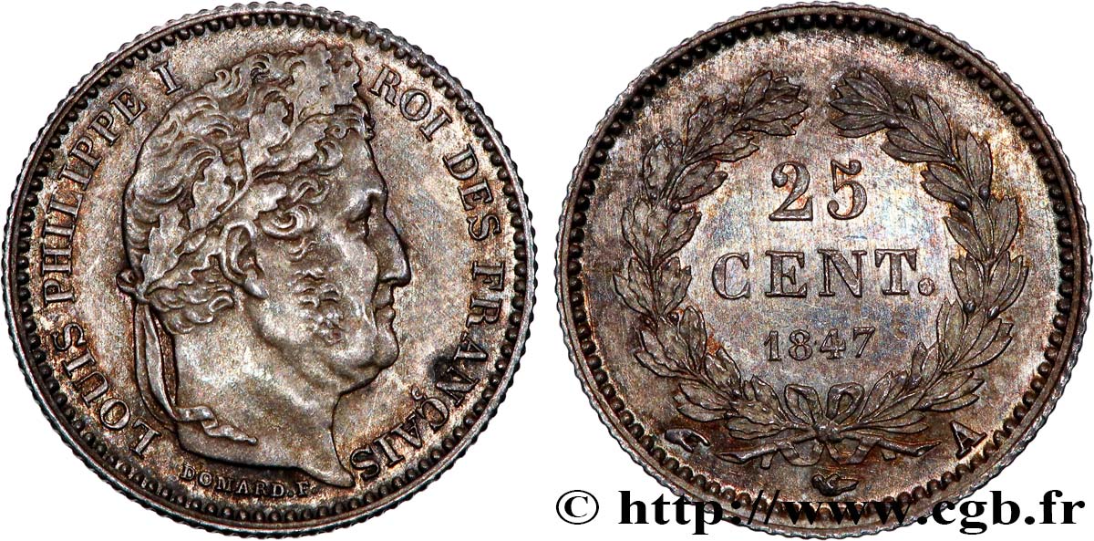 25 centimes Louis-Philippe 1847 Paris F.167/9 VZ+ 