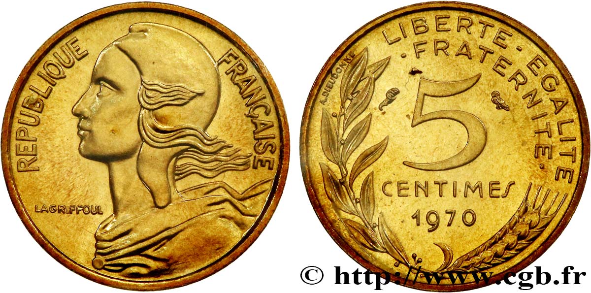 5 centimes Marianne 1970 Paris F.125/6 MS