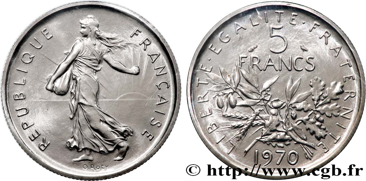5 francs Semeuse, nickel 1970 Paris F.341/2 FDC