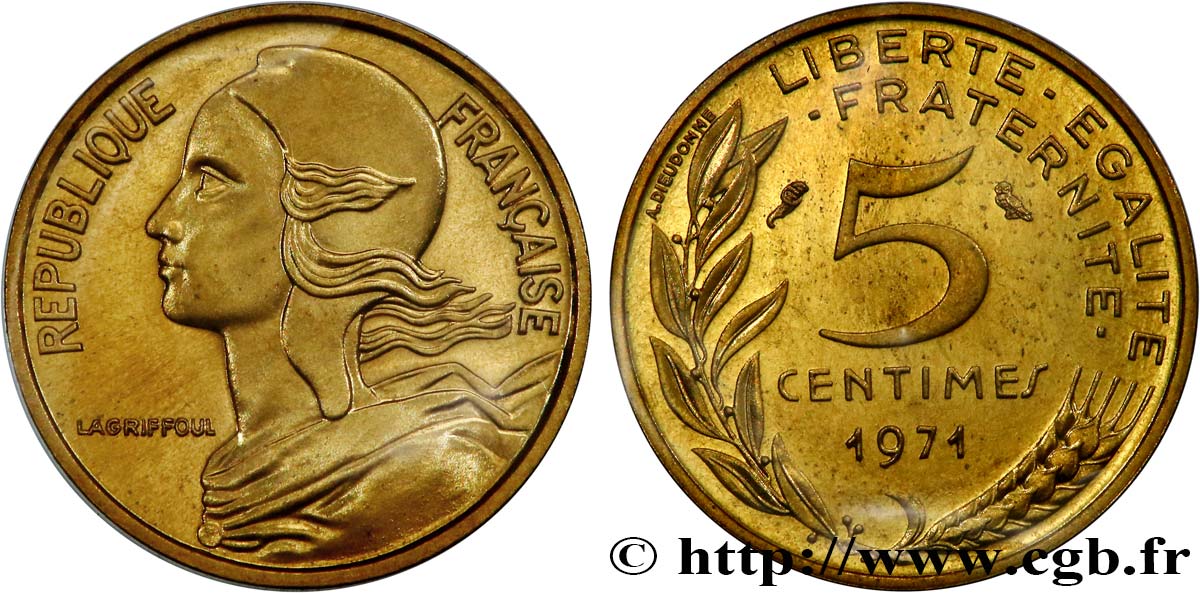 5 centimes Marianne 1971 Paris F.125/7 FDC
