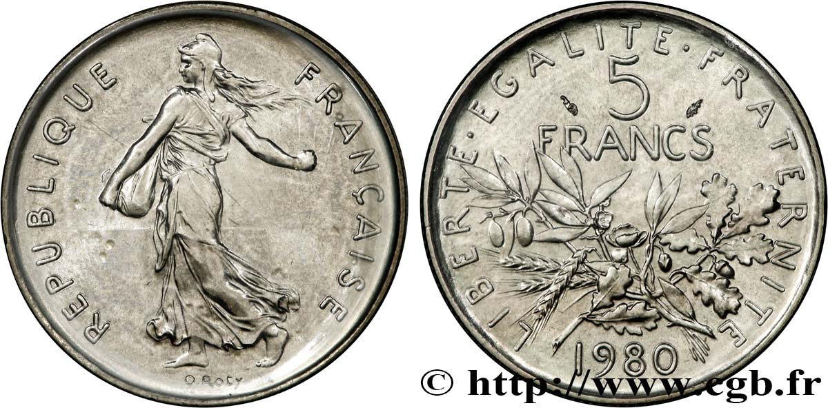 5 francs Semeuse, nickel 1980 Pessac F.341/12 FDC