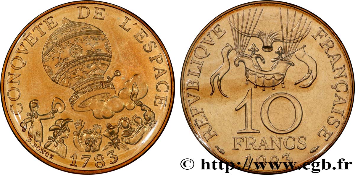 10 francs Conquête de l’Espace 1983  F.367/2 MS 