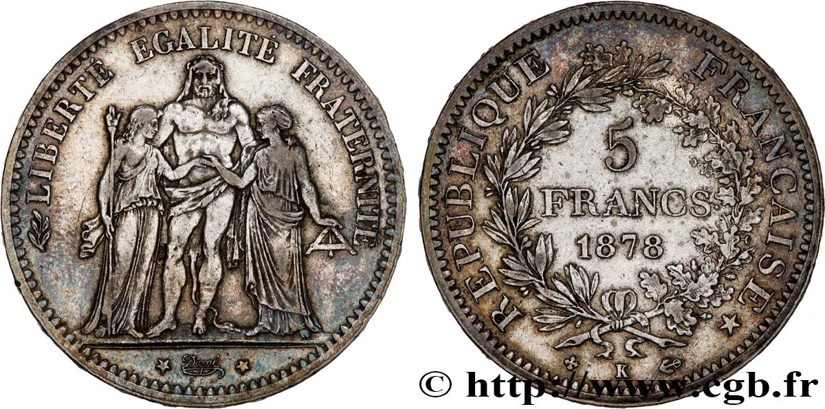 5 francs Hercule 1878 Bordeaux F.334/23 BB 