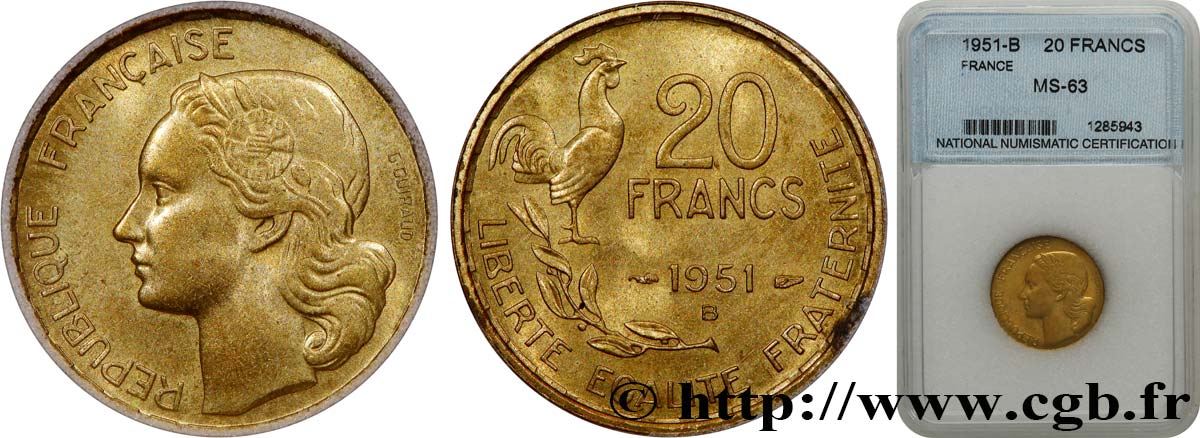 20 francs G. Guiraud 1951 Beaumont-Le-Roger F.402/8 SPL63 autre