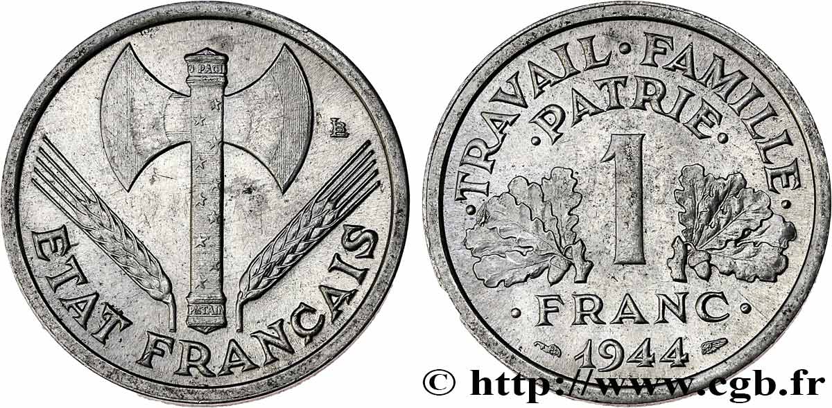 1 franc Francisque, légère 1944 F.223/5 SUP+