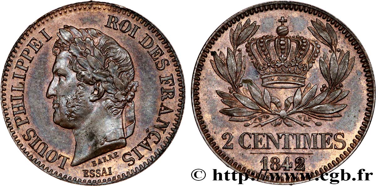 Essai de 2 centimes 1842 Paris VG.2935  MS63 