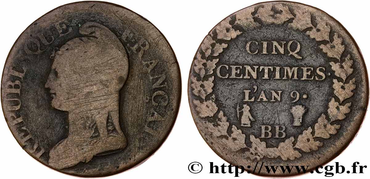 Cinq centimes Dupré, grand module 1801 Strasbourg F.115/155 BC15 