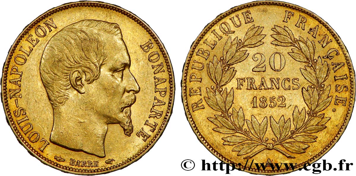 20 francs or Louis-Napoléon 1852 Paris F.530/1 TTB+